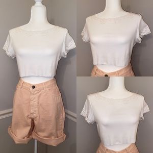 NWT vintage Liz Claiborne white eyelit shirt